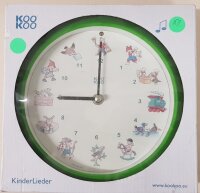 KOOKOO - KINDERWANDUHR - KINDERLIEDER - SILENTMOVE (21 cm) - GRÜN -> SALE, letzte AUSSTELLMODELLE