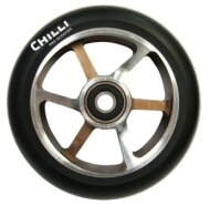 CHILLI WHEEL 6 Spoke 110mm, Alu/Brown Spokes / Black PU Tyre